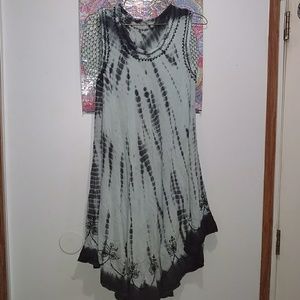 Tye dye imbroidered asymmetrical dress